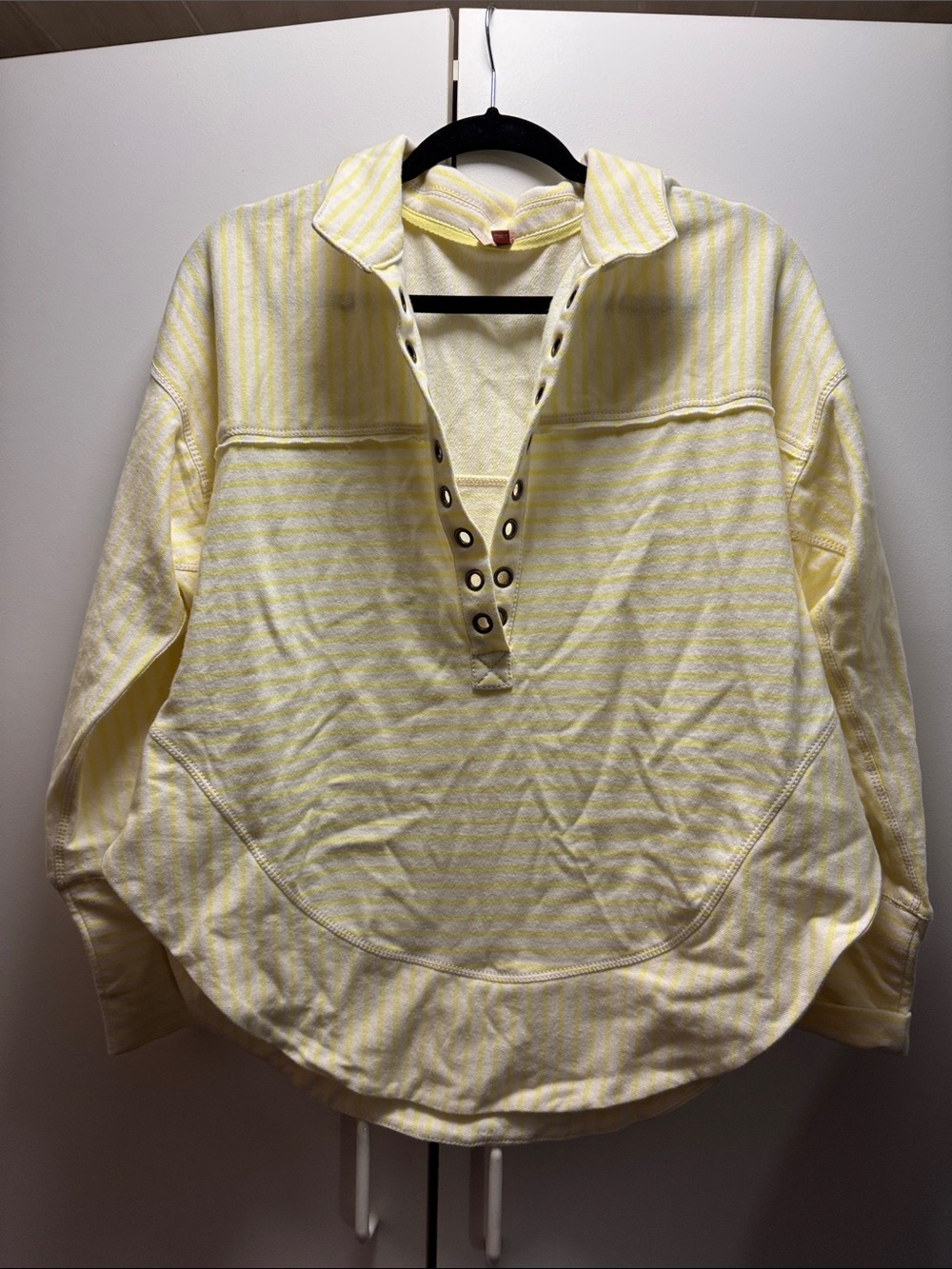 Pilcro Light Yellow Striped Grommet Pullover